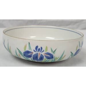 Japanese White China Bowl with Blue Flowers 4.75" Diameter